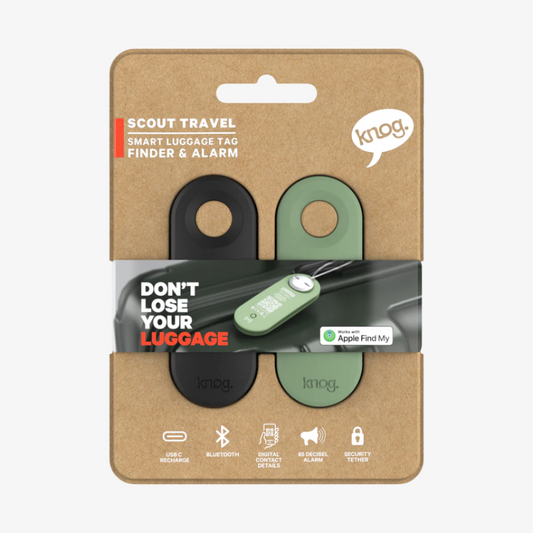 Knog Scout Travel Smart Luggage Tag - Twin Pack - PITCH BLACK/MELLOW MINT
