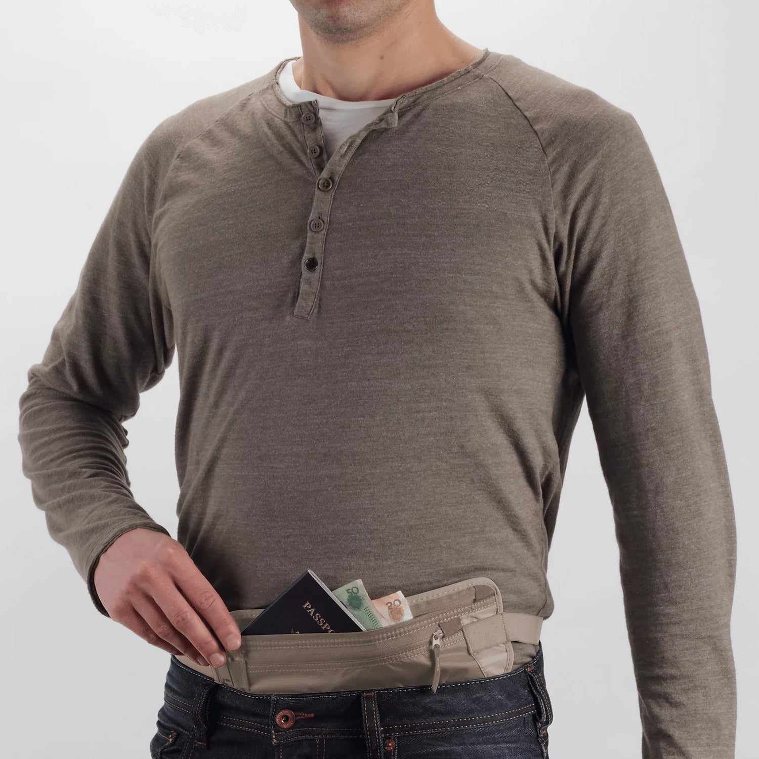 Undercover Money Belt DLX - Khaki Travel Belt for Money View 