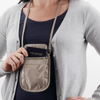 RFID Blocker Neck Wallet - Tan Travel Wallet View 4
