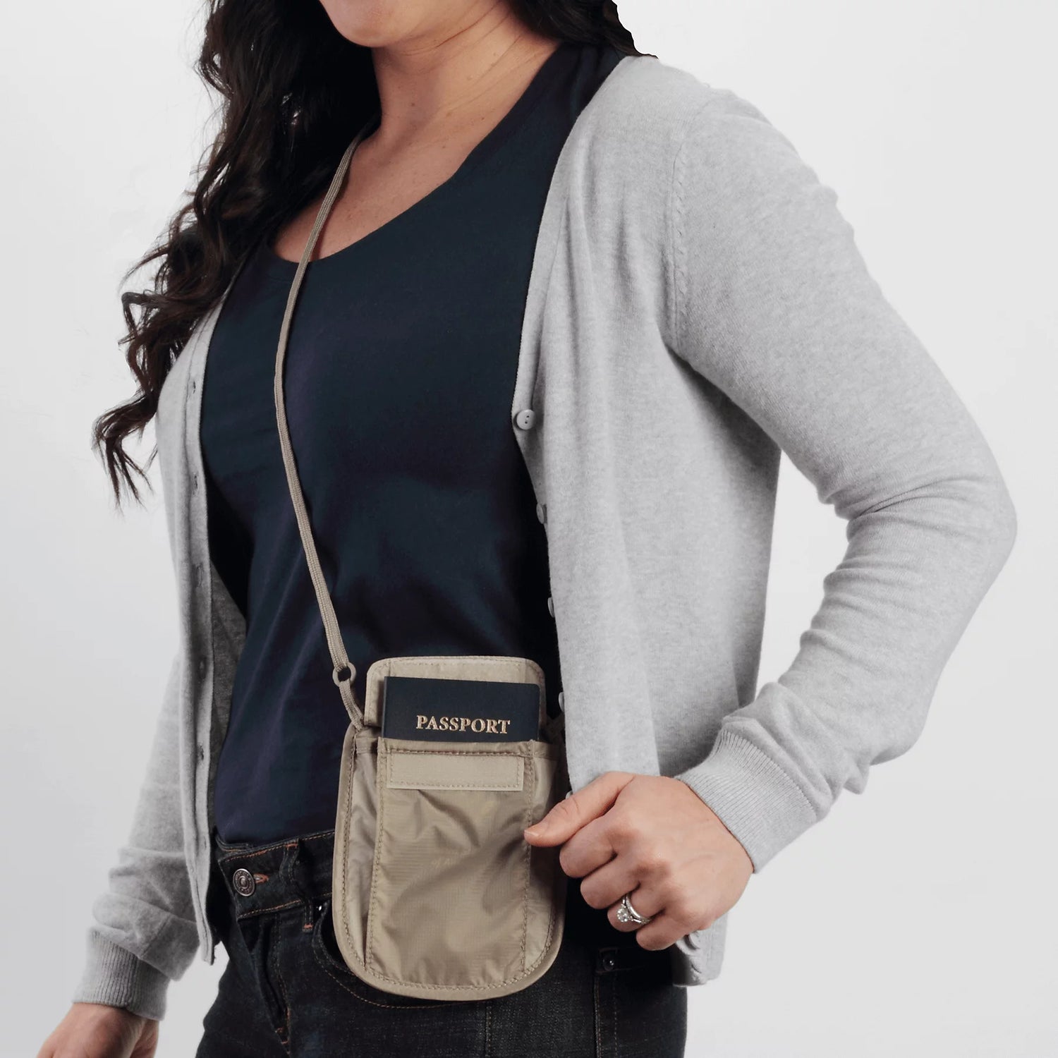 RFID Blocker Neck Wallet - Tan Travel Wallet Travel Wallet View 