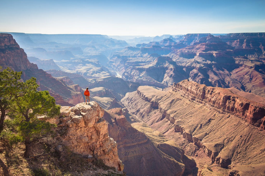 man standing over Grand Canyon