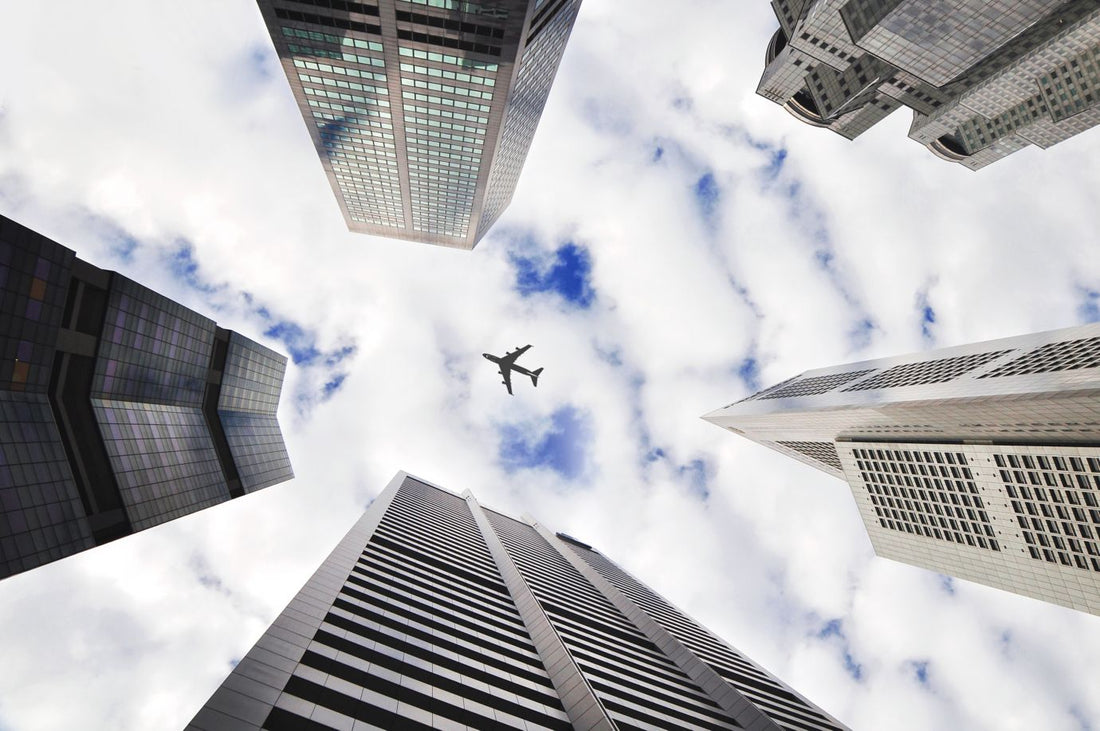 Plane in the city