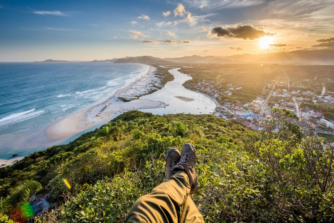 looking over the ocean from a mountain top