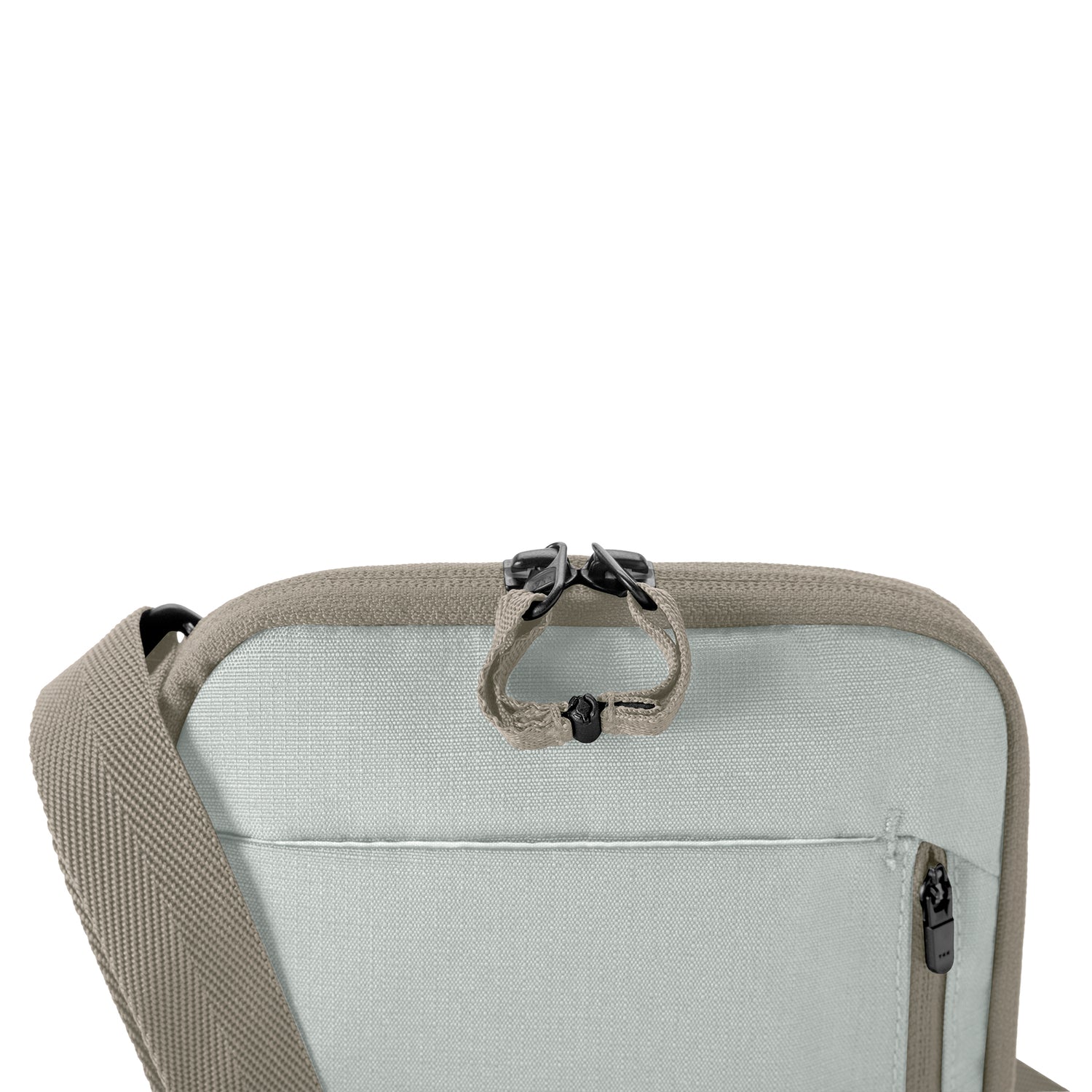 Stash RFID Crossbody Bag - Locking Zipper Detail View 