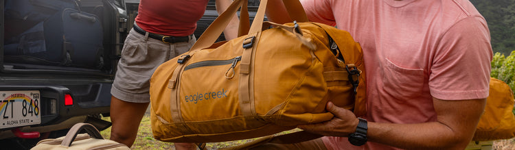 Large Convertible Backpack Duffle Heavy Duty Duffel Bag - Orange / 60L